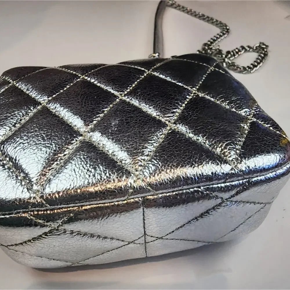 Kate Spade New Silver Crossbody Bag Lunar Light  Micro Purse Concerts Bag‎